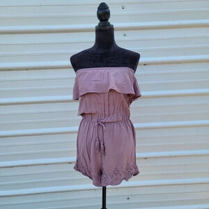 Mossimo supply Women's Romper Off Shoulder Eyelet Cut Strapless Casual Purple XS